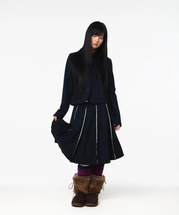 ROUNDED RAW HEM JACKET NAVY