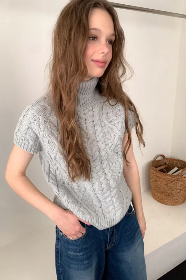 (시즌오프) Note Knit Top / Grey