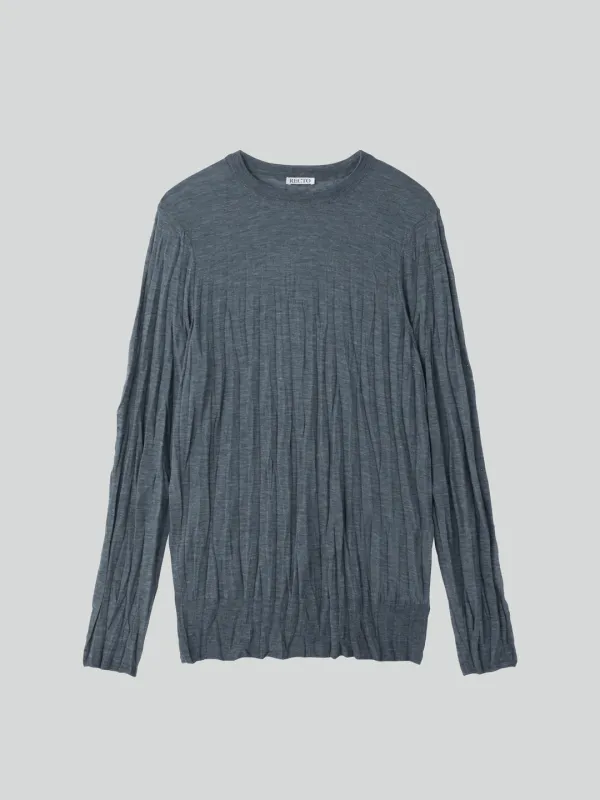 CREASE LONG KNIT TOP (COOL GREY)