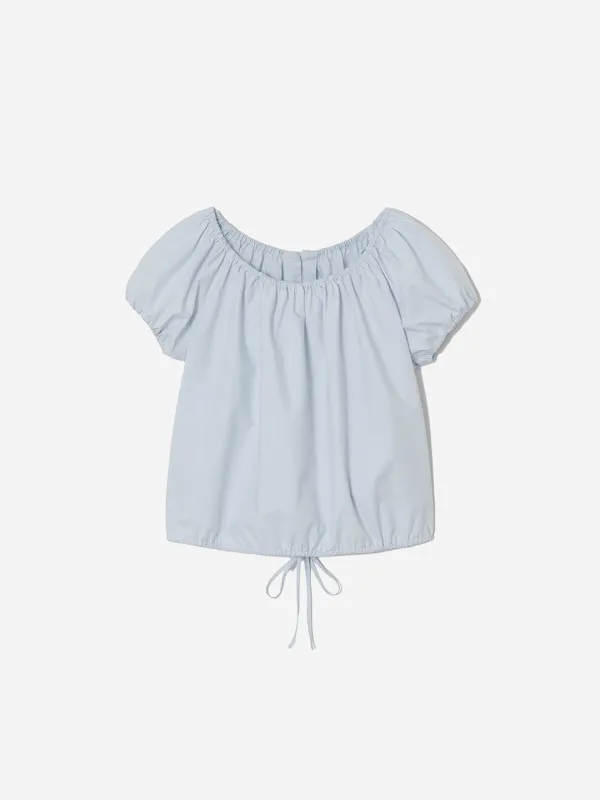Banding Volume Top Blouse Skyblue