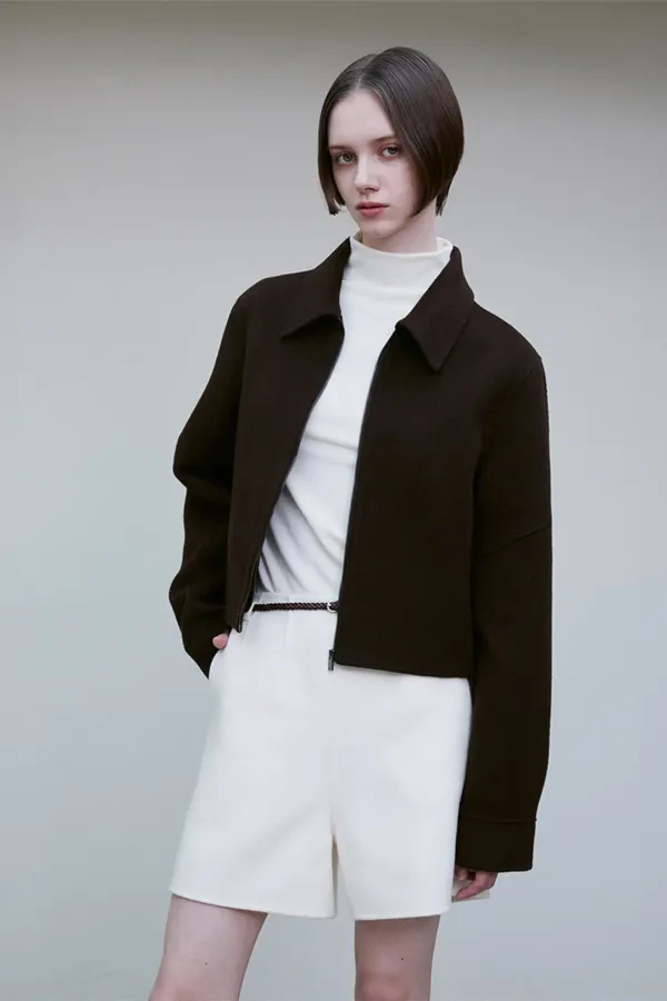 CASHEMERE WOOL BLEND ZIPPED JACKET