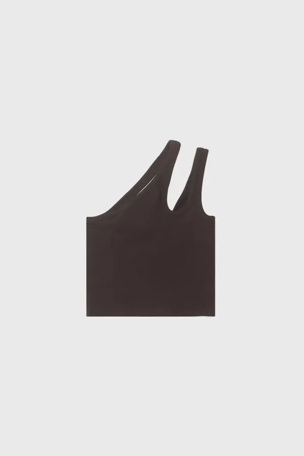 Oblique short sleeveless (brown / black / dark gray)