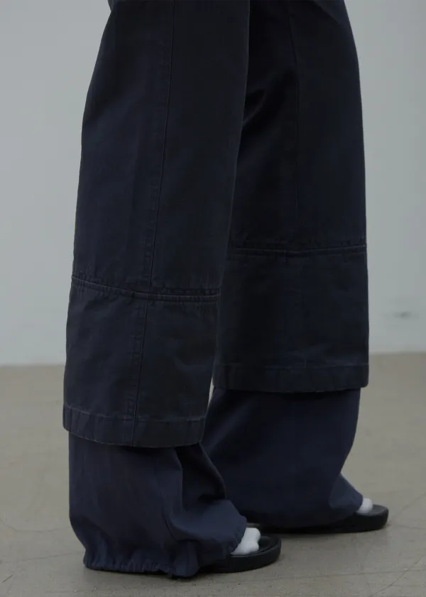 LAYERED HEM STRING PANTS (DARK NAVY)