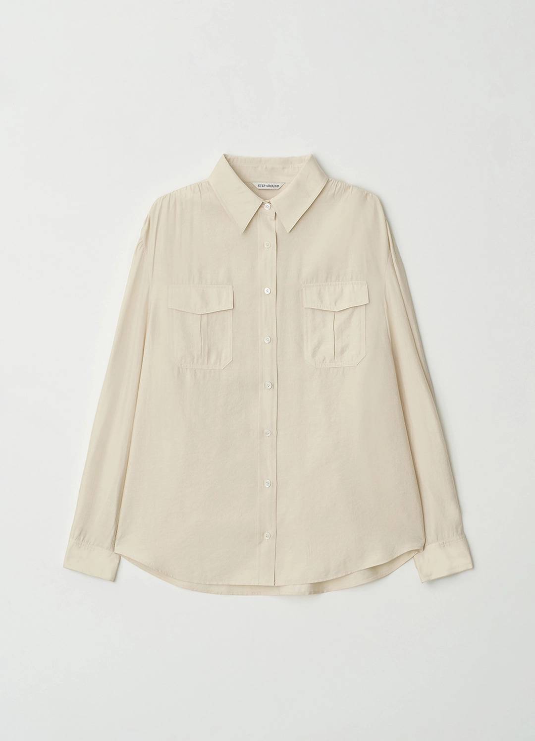 스텝어라운드 Double pocket shirring shirt_CREAM 상품 이미지 3