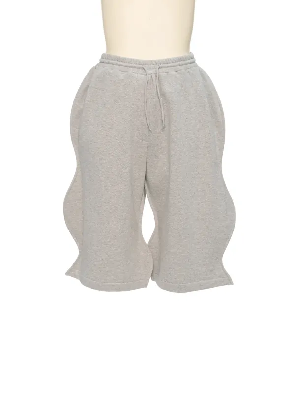 SS26 GRAY WAVY ZIP-UP JERSEY SHORTS