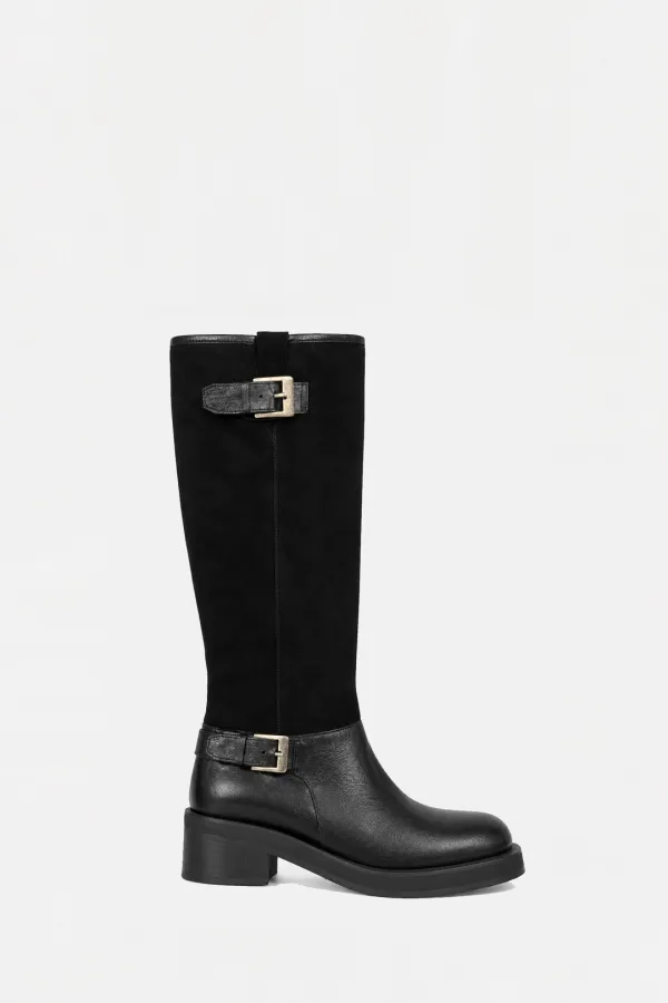 Black Suede Mid Boots (수제화)