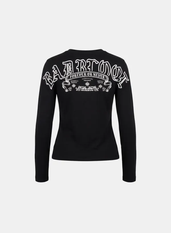 [w-tee26-027] Mystic Print Fitted Long Sleeve T-Shirt - Black