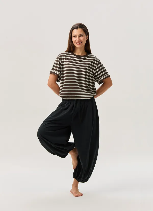 Jalan short sleeve (Unisex)_Stripe_Brown Multi