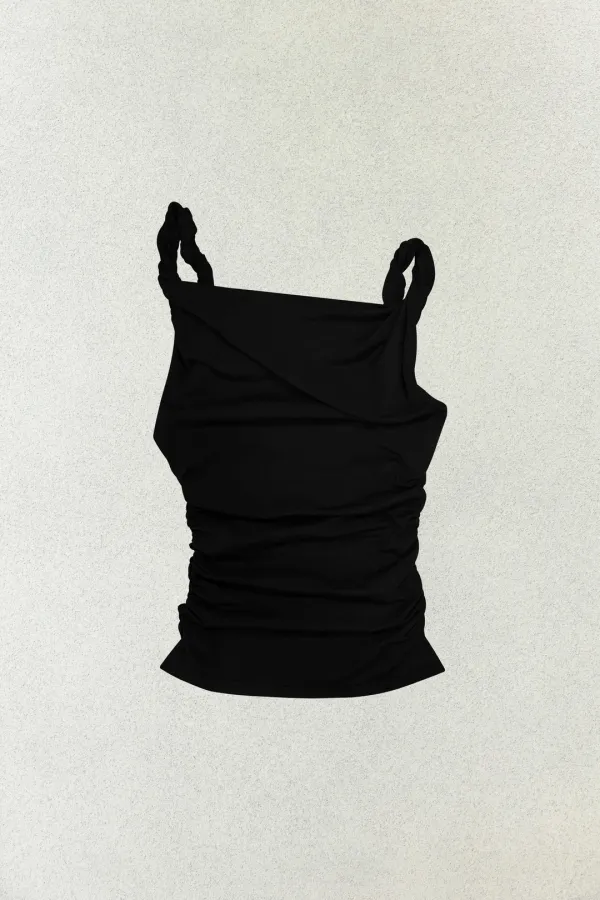 LILY OFF-SHOULDER SHIRRING TOP / BLACK