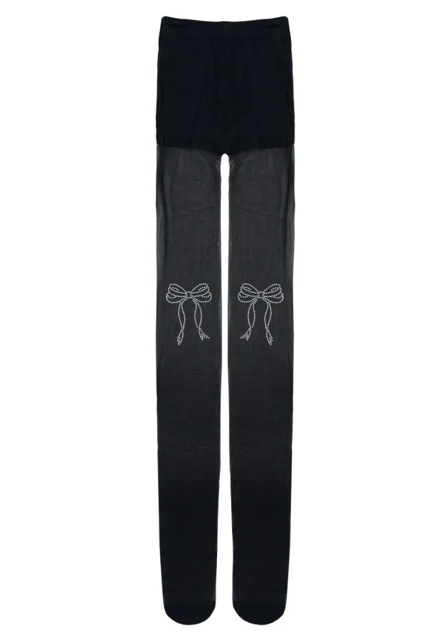 STONE RIBBON STOCKING BLACK