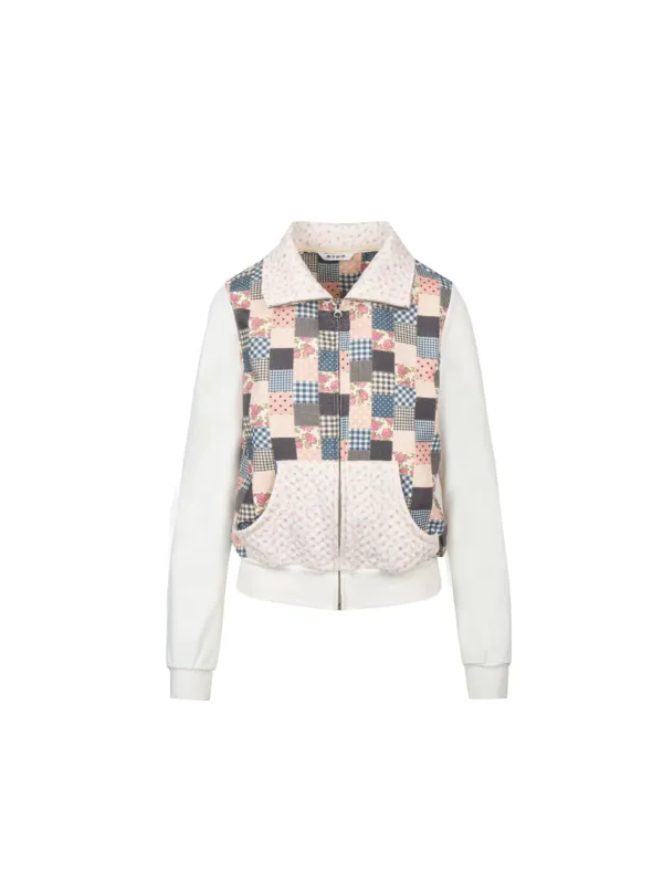 Patchwork Knit Blouson (Ivory)