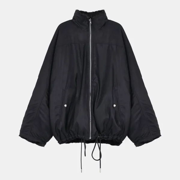 fur reversible zip-up jacket (black)