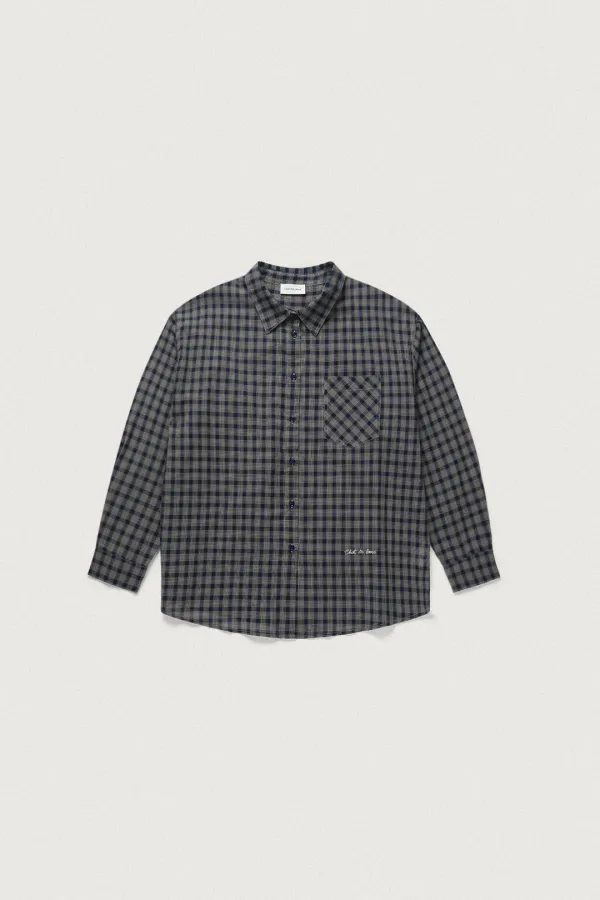 OVERFIT SOFT PLAID SHIRT [NAVY]