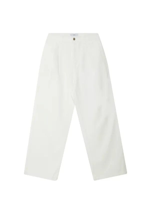 Wide two tuck cotton pants (white)