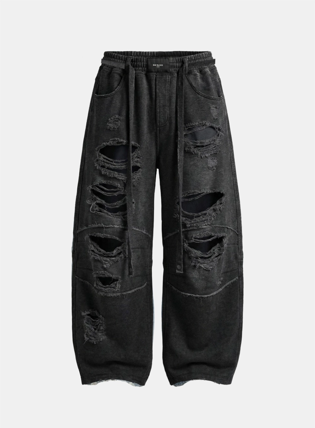 배드블러드 [6/8 발송] [w-pts26-094] Destroyed Raw-Edge Joggers - Denim Black 상품 이미지 1