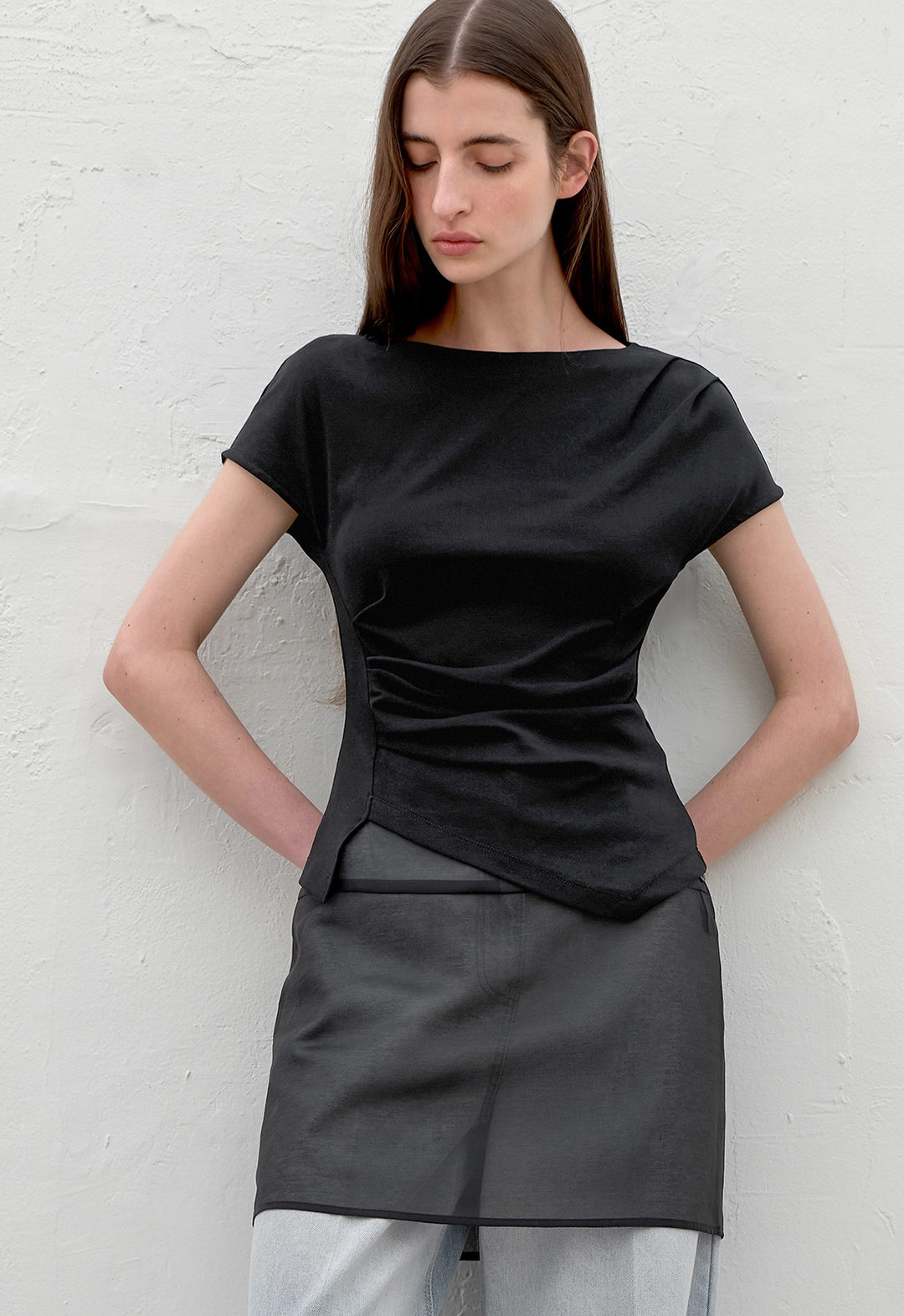 아뜰리에 나인 (Z-BL-4225)LOND WAIST TUCK  BLOUSE 상품 이미지 3