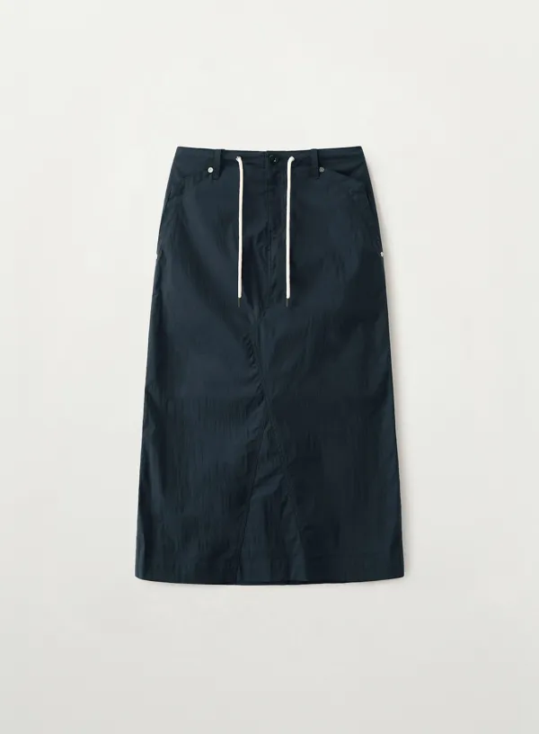 (W) Parachute Long Skirt - Navy