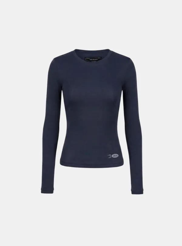 [w-tee26-046] BS Cotton Jersey Fitted Long Sleeve T-Shirt - Navy