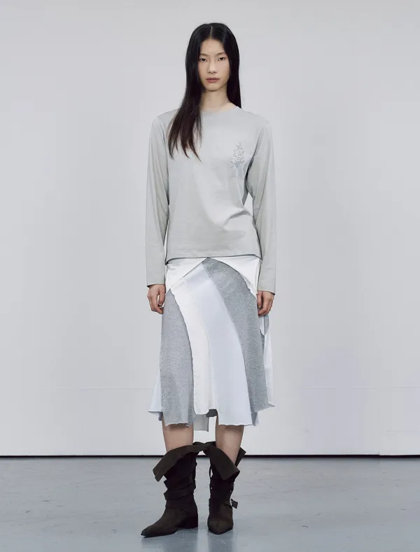 ROSE CRYSTAL T-SHIRT [LIGHT GREY]