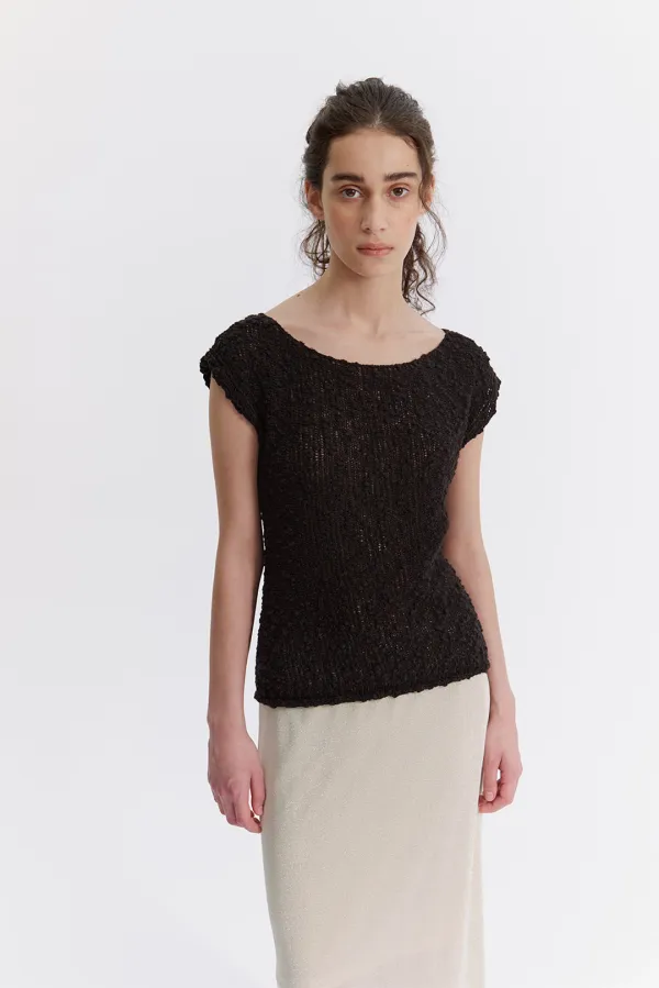 Jana Boat Neck Top in Black