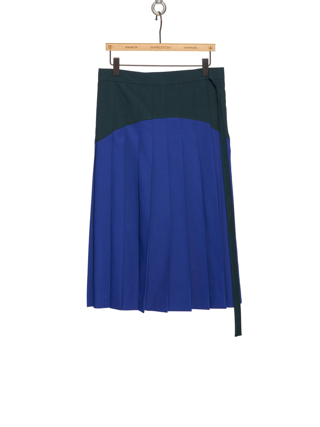 푸쉬버튼 SS26 BLUE COLORBLOCK PLEATED WRAP SKIRT 상품 이미지 1