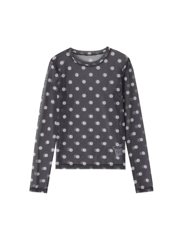 DOT MESH TOP_BROWN