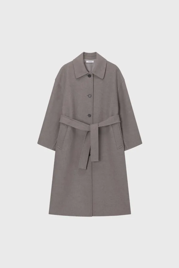 Cashmere Blend Single Coat (Melange beige / Dark navy)