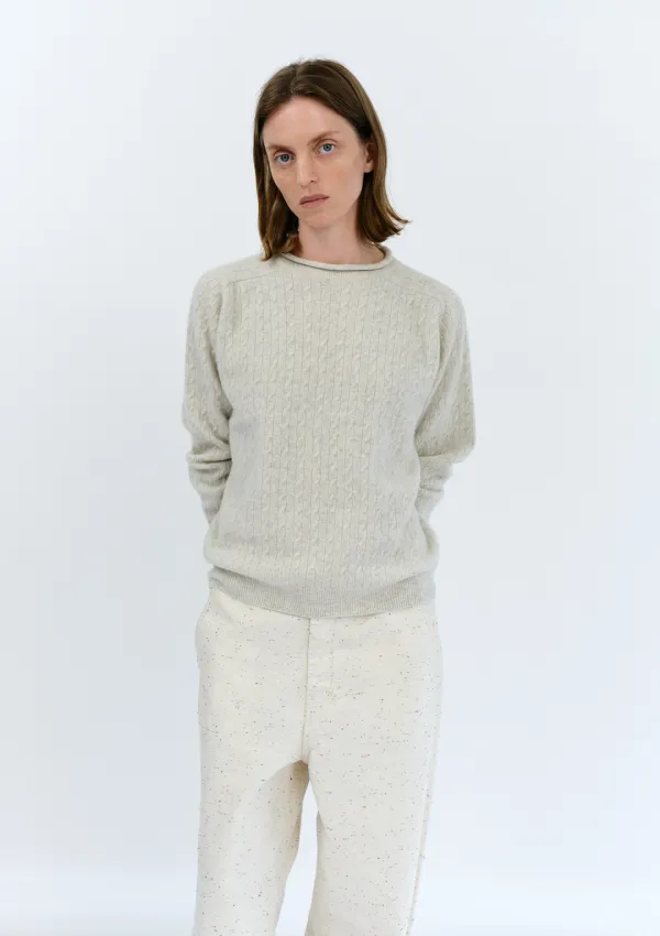 Willow Cable Knit in Melange Gray