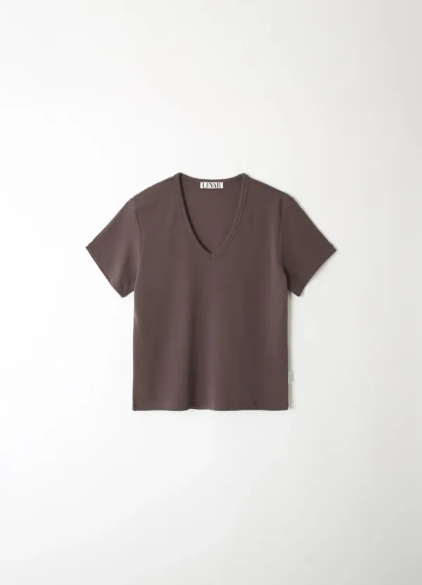 All-day Cotton V-neck T-shirt - Espresso Brown