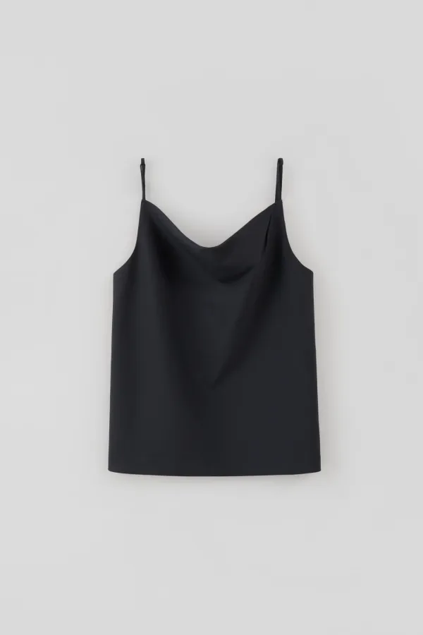 Cowl Neck Sleeveless Blouse_Dark Navy
