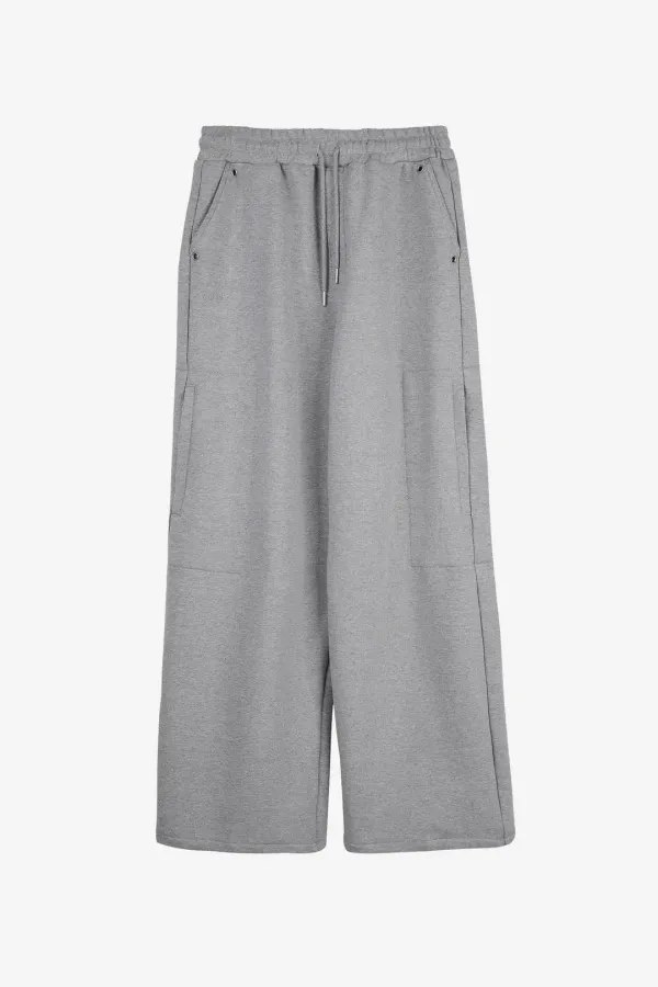 Side Zipper Cotton Pants _ Gray