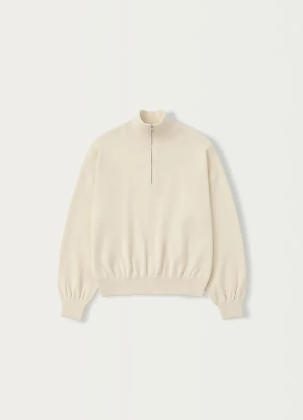 Soft collar half zip-up (Pure ivory)