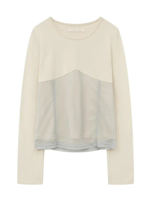 MESH LAYERED T-SHIRT (CREAM)