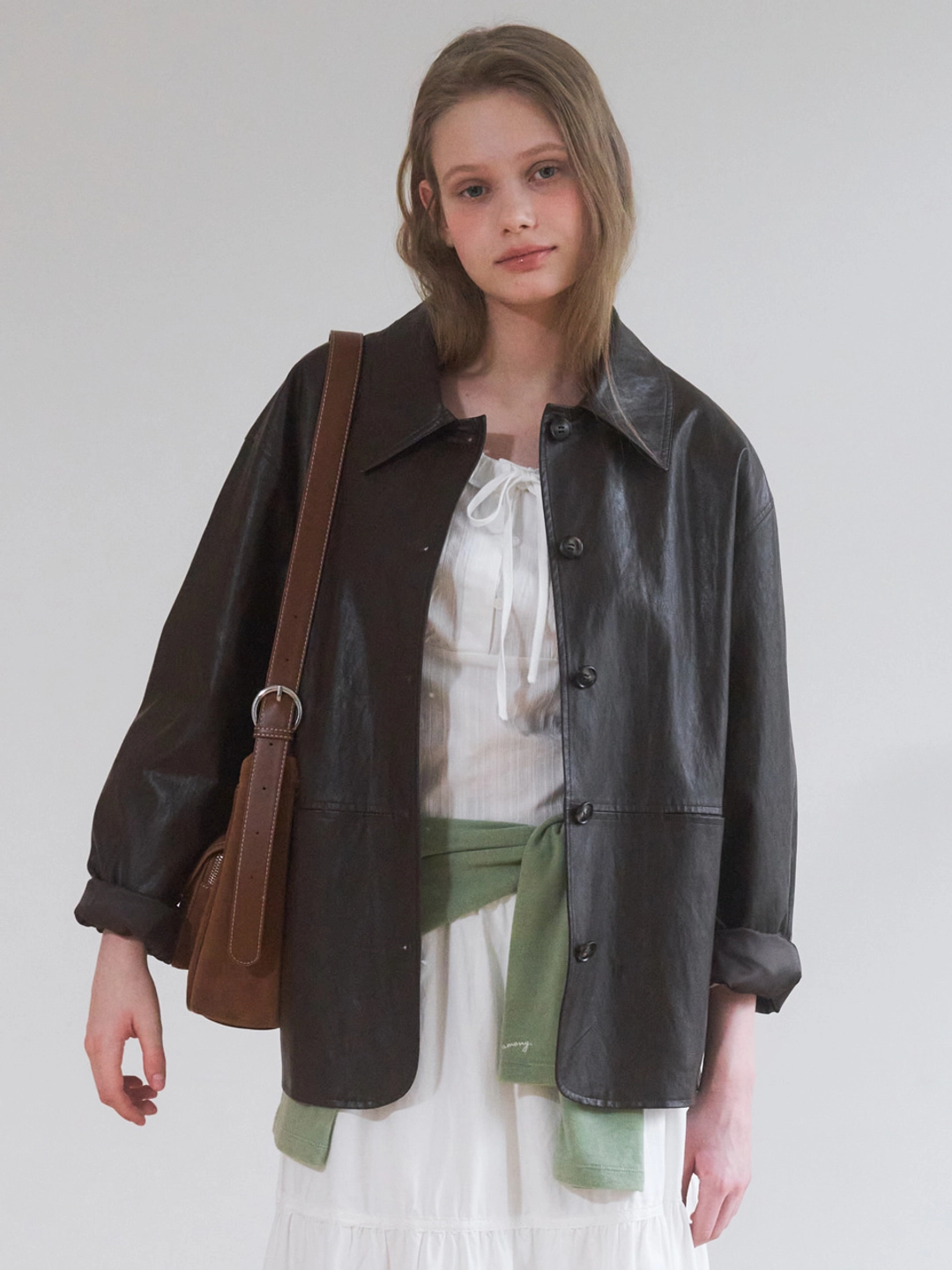 어몽 A FAUX LEATHER JACKET_BROWN 상품 이미지 2