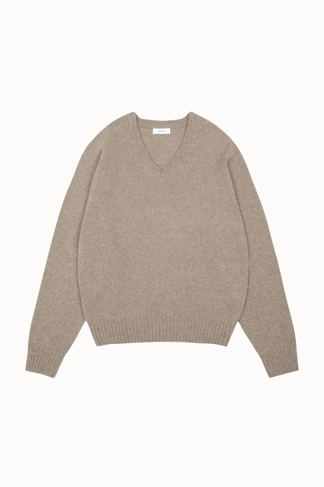 라메레이 Wholegarment Baby Alpaca V-Neck Knit Top [LMBFWIKN2109]-Wood Beige 상품 이미지 2