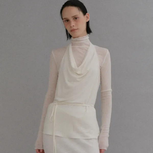 Classic layered frill turtleneck top_ivory
