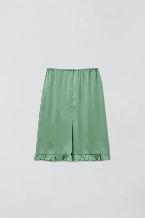 [05.11 순차발송] [3차 리오더] FRILL LAYERED SATIN SKIRT_GREEN