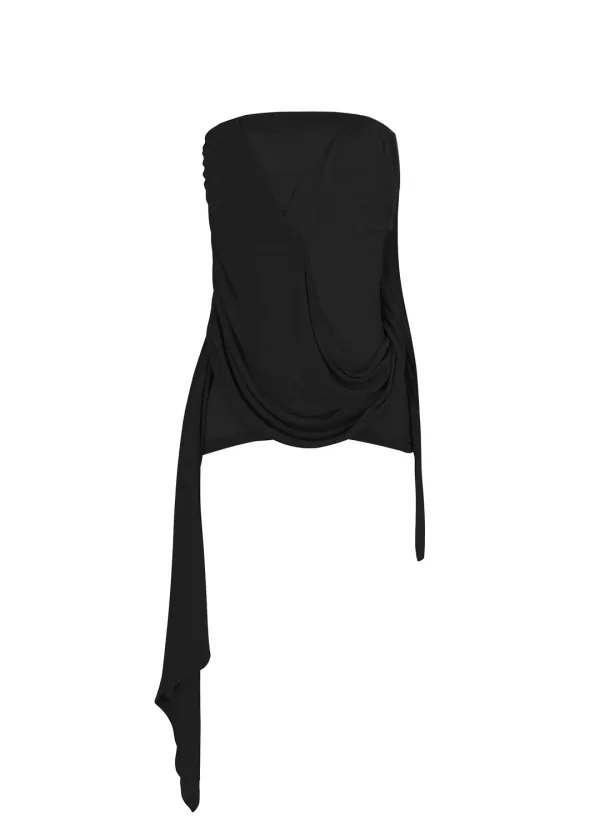 [2ND] SIGNATURE DRAPE TUBE TOP, BLACK