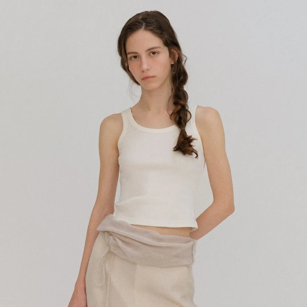 베이오드 BAIE OUD Embroidery ribbed sleeveless_white 상품 이미지 2
