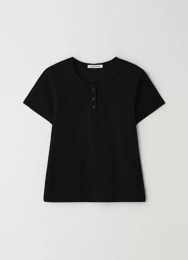 [8차] Henley Short Sleeve T-Shirt_BLACK