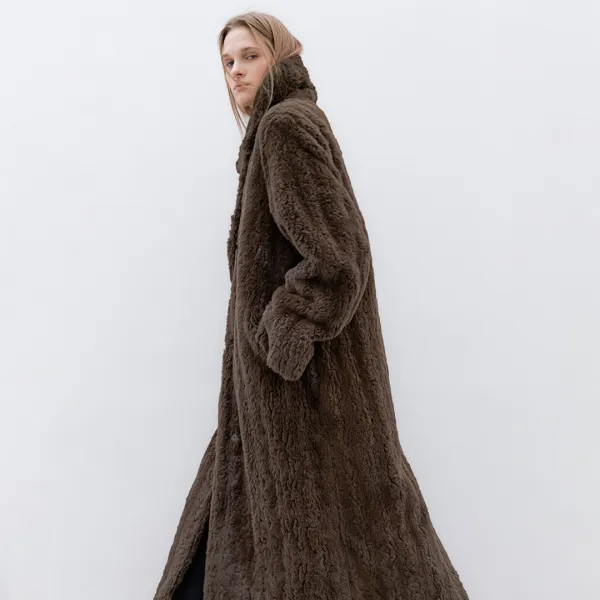 (CT-1474)FLUFFY FUR MAXI COAT