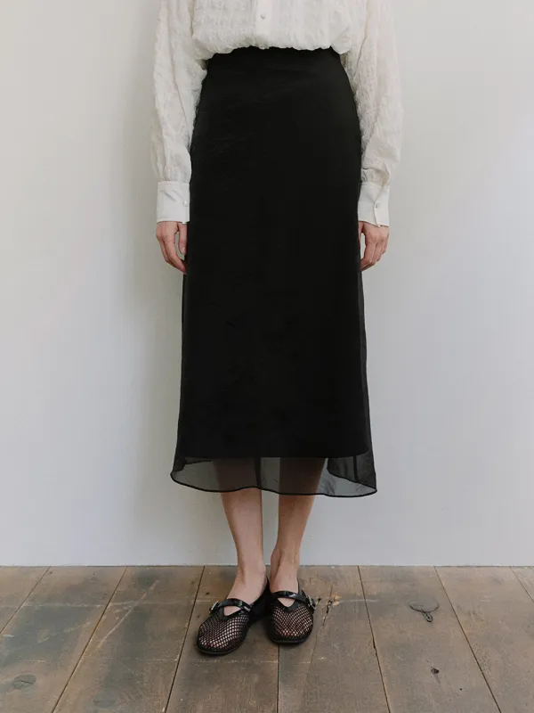 TIS FLORAL SHEER OVERLAY SKIRT_BLACK