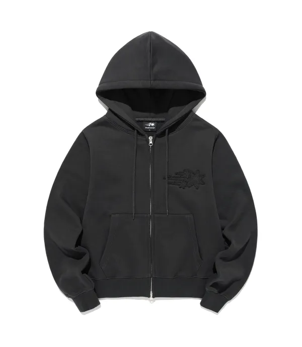 3star crop hoodie zip up[charcoal]