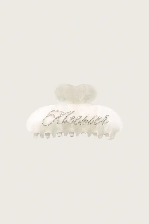 Sugar glass logo hair claw, White