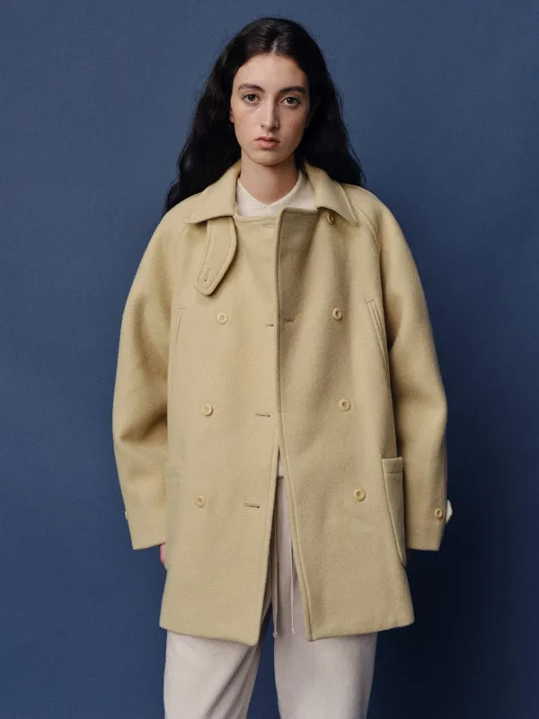 Wool double half coat_butter