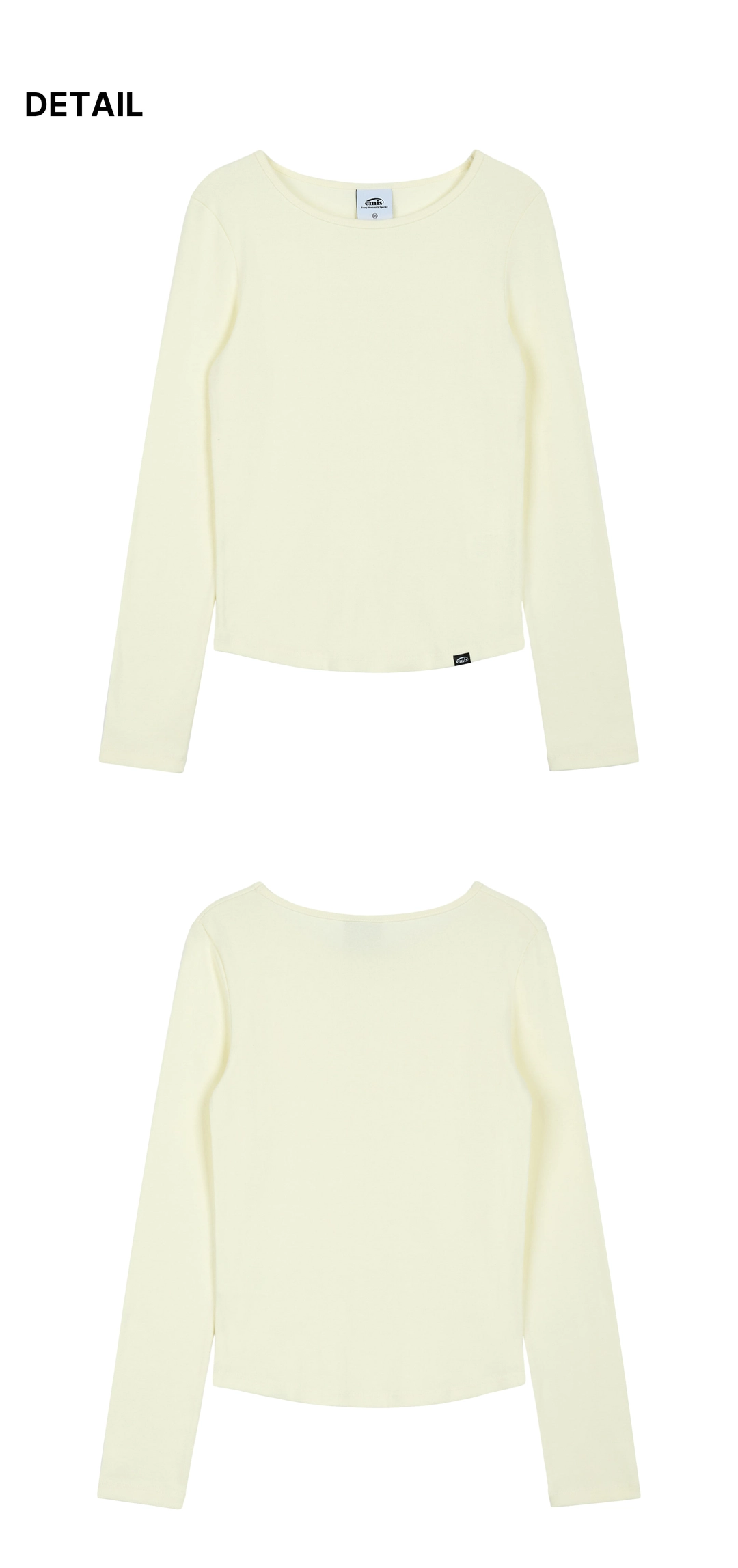 이미스 (W) RIBBED BOAT NECK LS T-SHIRT-IVORY 상품 이미지 1