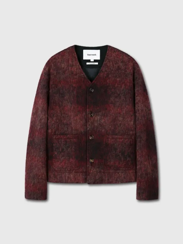 (W) MOHAIR V-NECK BLOUSON (ITALIAN FABRIC)_ DARK RED