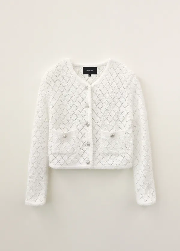 CHIXLABEL H 26SS 안젤로 니트 가디건 - Whtie