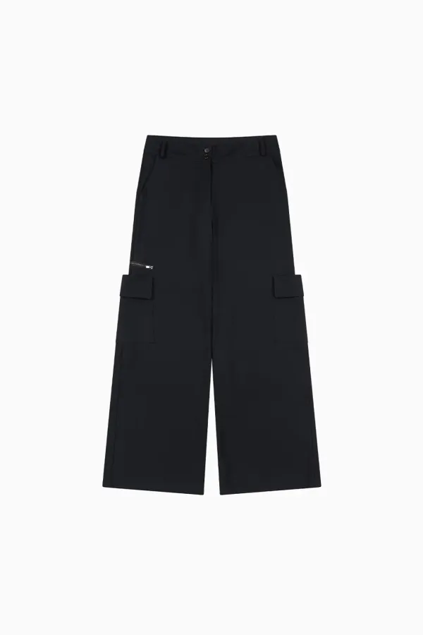 WIDE POCKET SLACKS, DARK NAVY