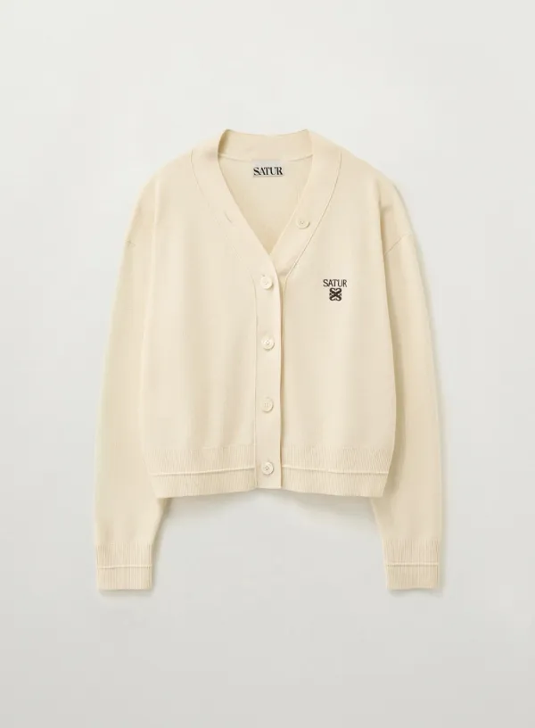 (W) Essential Faro Crop Cardigan - Cream